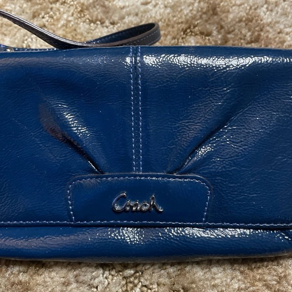 Coach Blue Leather Wristlet Wallet
